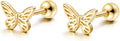 Small gold-tone stud earrings with a screw-on ball back