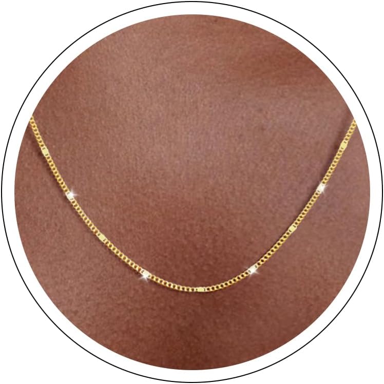 Slim satellite chain necklace with small beads spaced along it