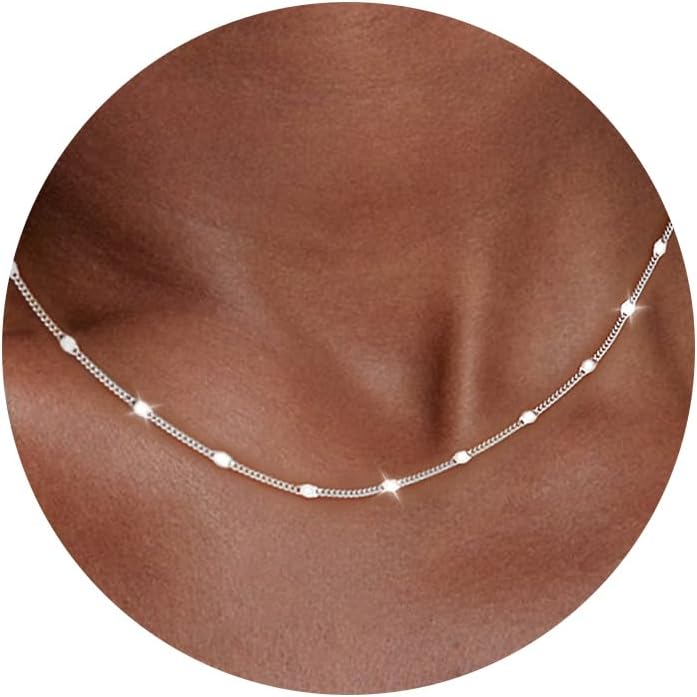 Slim satellite chain necklace with small beads spaced along it