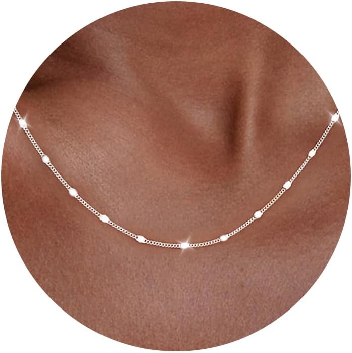 Slim satellite chain necklace with small beads spaced along it