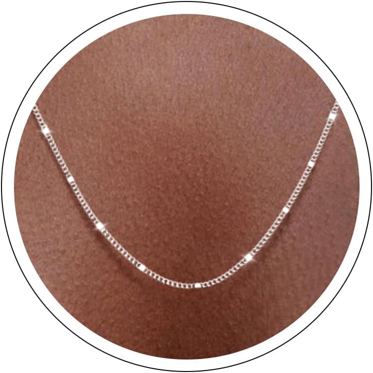 Slim satellite chain necklace with small beads spaced along it