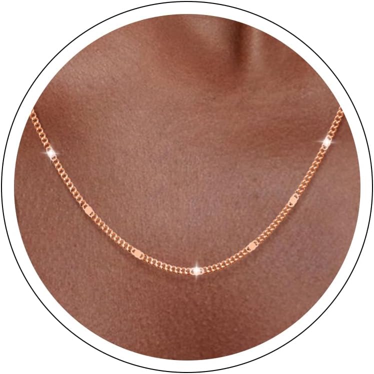 Slim satellite chain necklace with small beads spaced along it