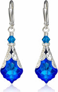 Antique brass-tone leverback earrings with a faceted glass drop