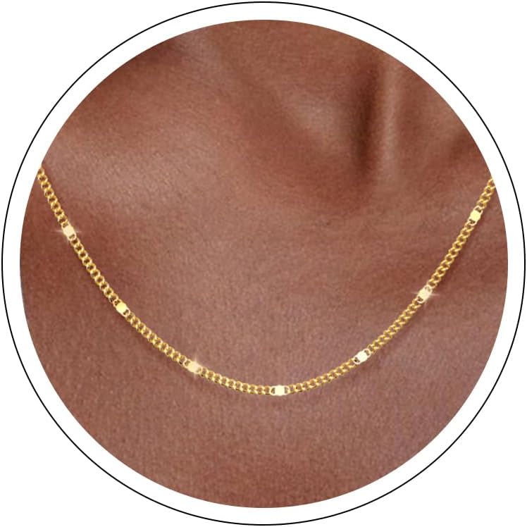 Slim satellite chain necklace with small beads spaced along it