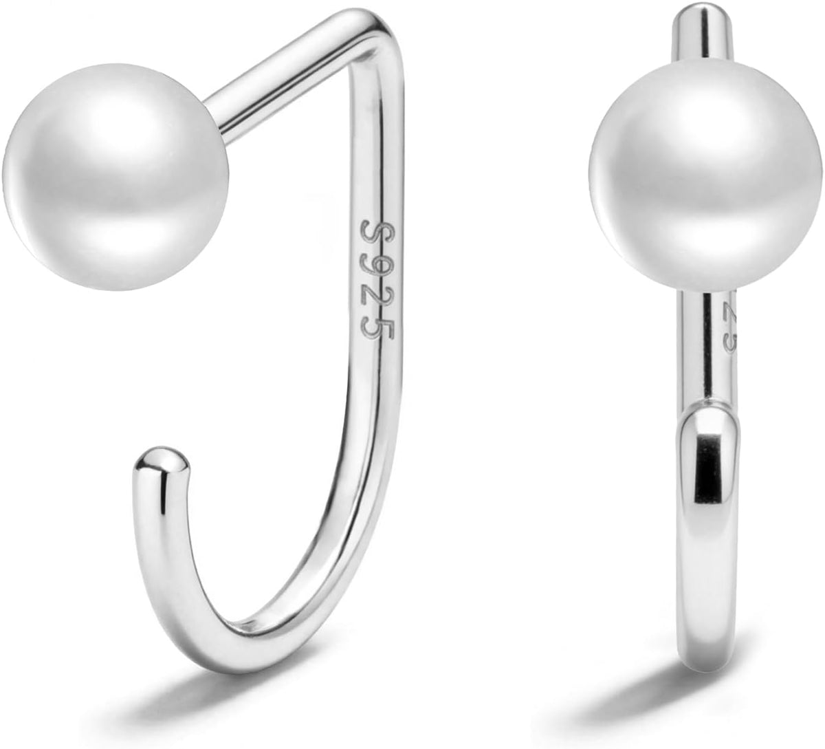 Small half hoop huggie earrings shown in several designs