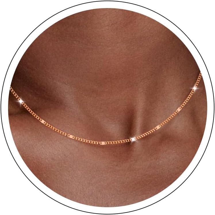 Slim satellite chain necklace with small beads spaced along it