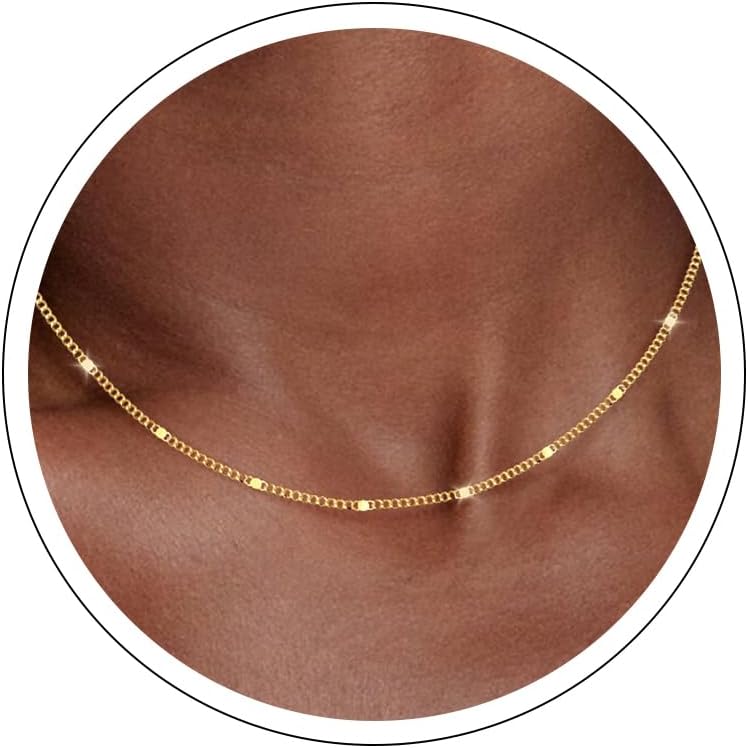 Slim satellite chain necklace with small beads spaced along it