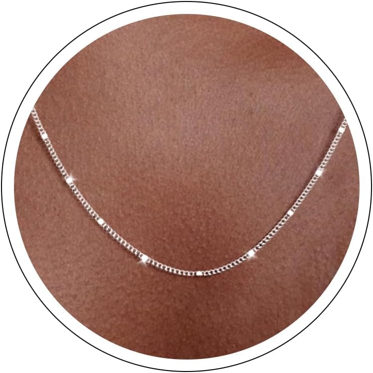 Slim satellite chain necklace with small beads spaced along it