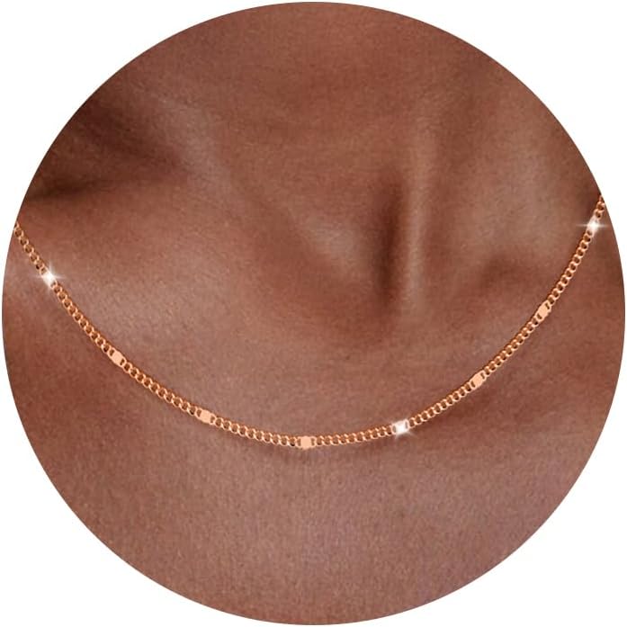 Slim satellite chain necklace with small beads spaced along it