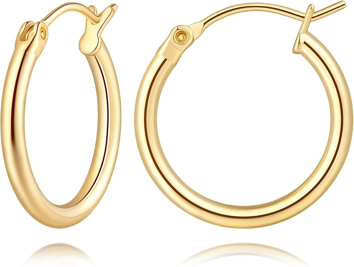 Plain gold-tone hinged huggie hoop earrings