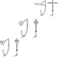 Small half hoop huggie earrings shown in several designs