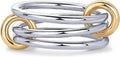 Multi band ring with four linked bands, two set with stones