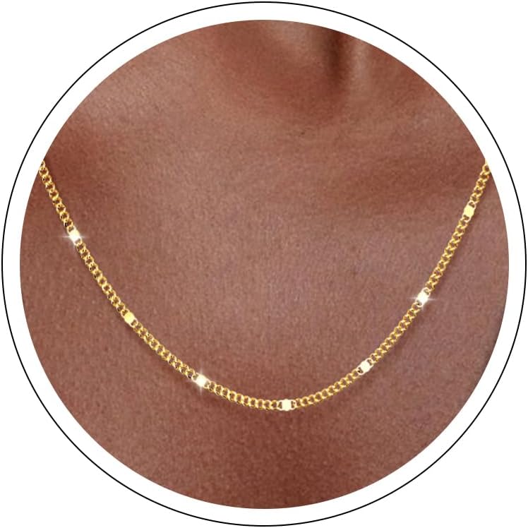 Slim satellite chain necklace with small beads spaced along it