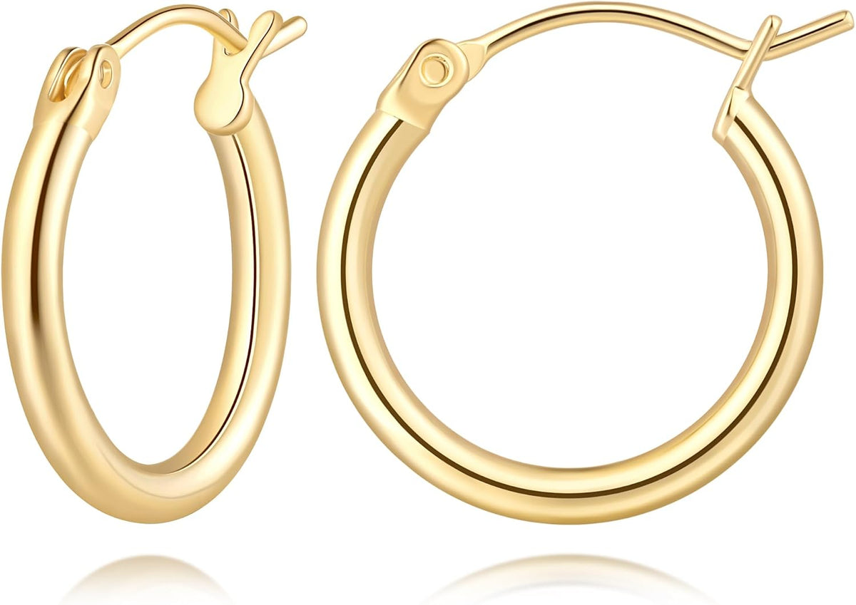 Plain gold-tone hinged huggie hoop earrings