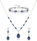 Matching bridal set: necklace, drop earrings and bracelet