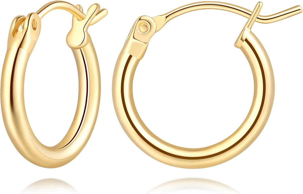 Plain gold-tone hinged huggie hoop earrings