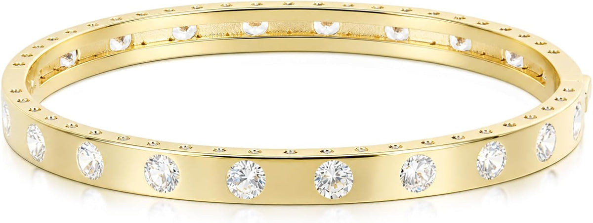 Smooth hinged bangle bracelet stamped 14K GF on the inner band