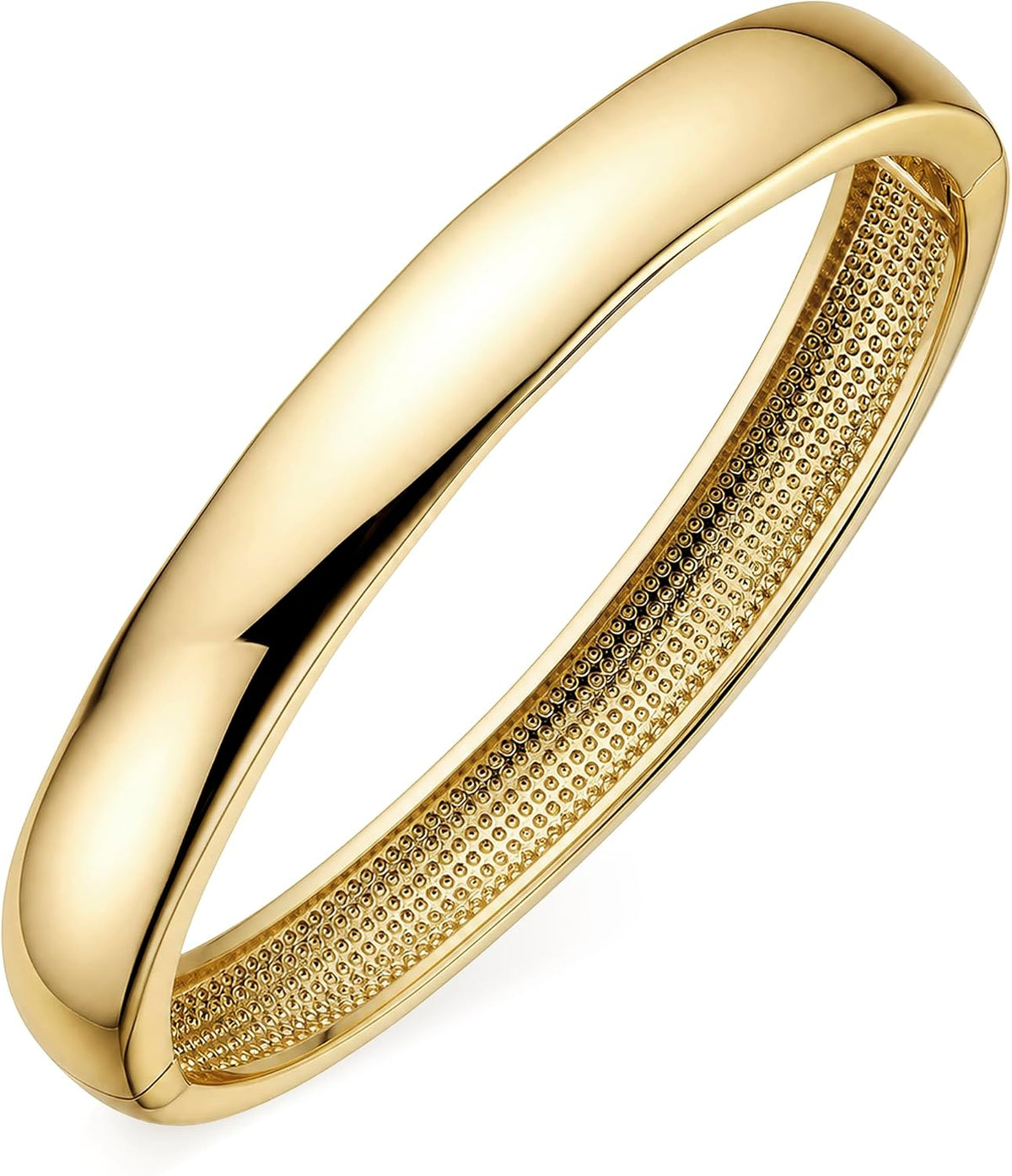 Smooth hinged bangle bracelet stamped 14K GF on the inner band