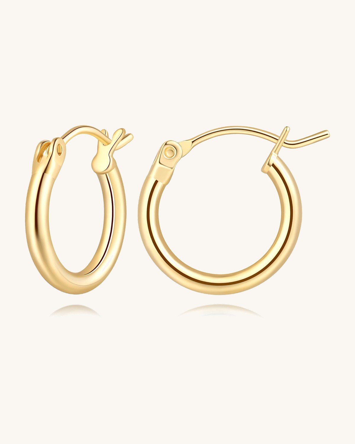 Plain gold-tone hinged huggie hoop earrings